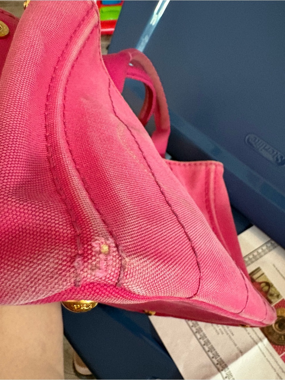 Prada Pink Mini Canapa Canvas Tote Bag AUTHENTICATED - Picture 8 of 17